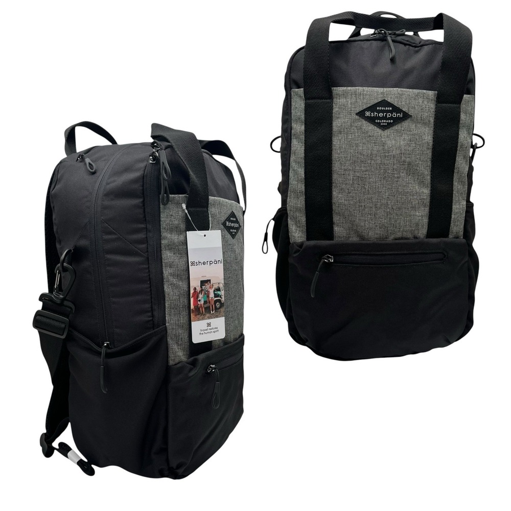 Sherpani Unisex Camden Backpack Black Dark Gray RFID-blocking Fits 14" Laptop